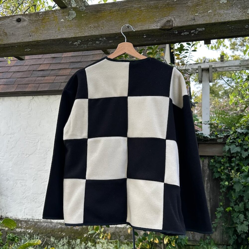 Open-front deadstock fleece jacket